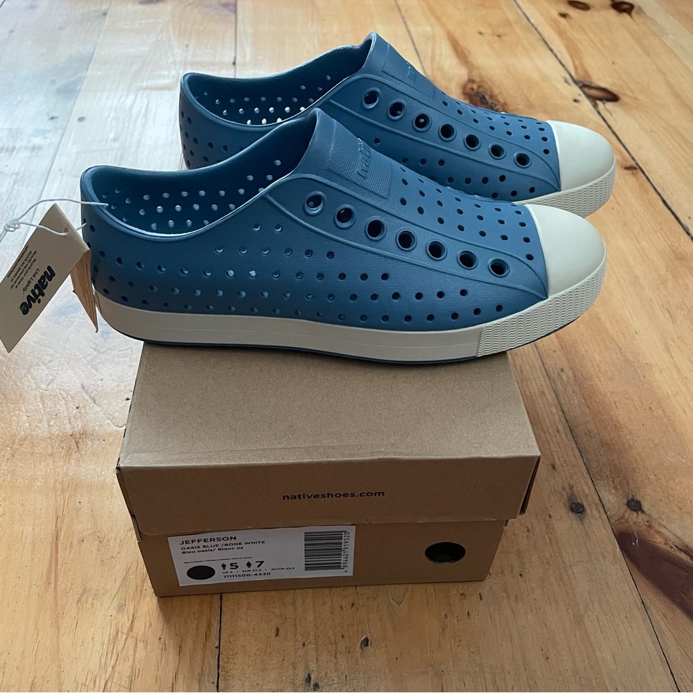 Native Shoes Womens Jefferson Slip-On Oasis Blue Low Casual Sugarlite Sz W7/M5
